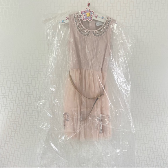 UK Next brand Tulle and Sequin Fancy Girl’s Dress in Light Peach colour, size 7 - Picture 3 of 9